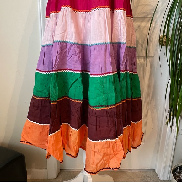 ANTIK BATIK Dress NWT Perrine tiered cutout cotton halterneck Multicolor Size 6 - Picture 9 of 16